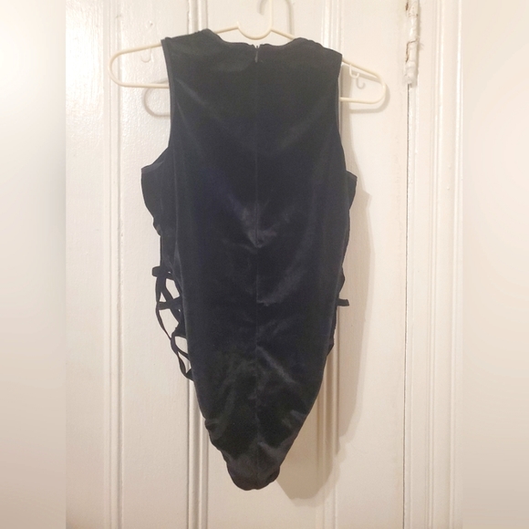 Rehab Black Velvet Strapped Cage Bodice Bodysuit - Picture 2 of 4